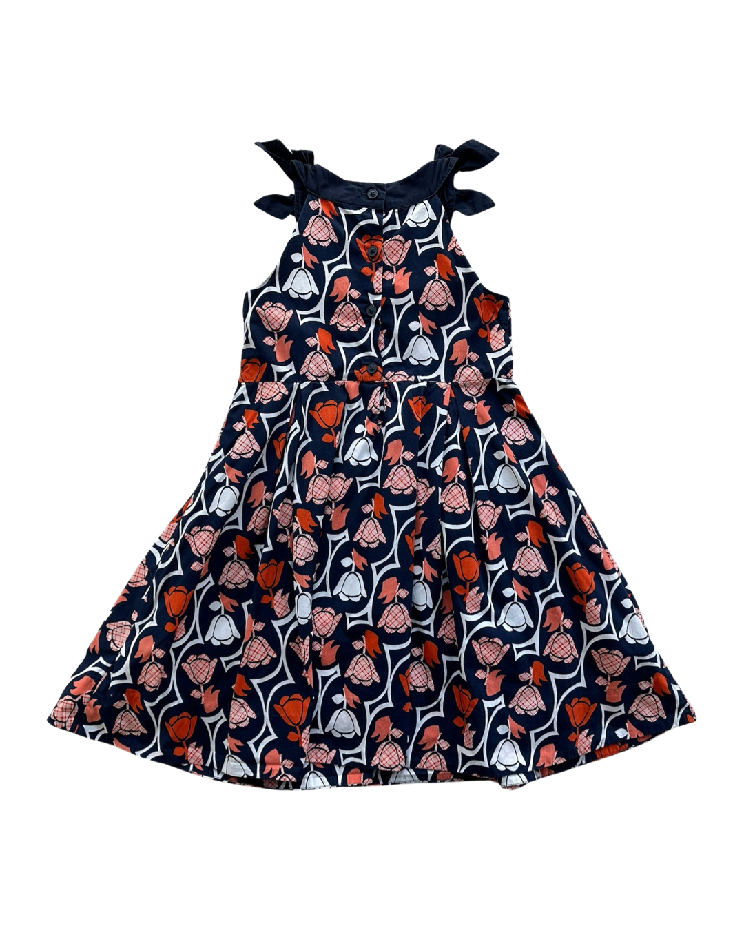 5T Toddler Girl Janie & Jack Navy & Orange Floral Tulip High Neck Dress