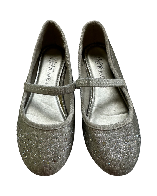 Little Girls Silver Sparkle Hotcakes flat Dress Shoes - Size 10C