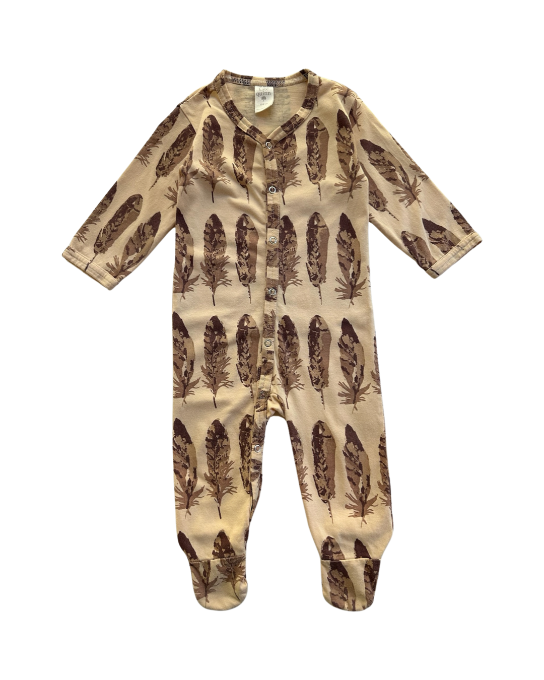 6-9M Baby Girl Kate Quinn Brown Feather Romper Outfit