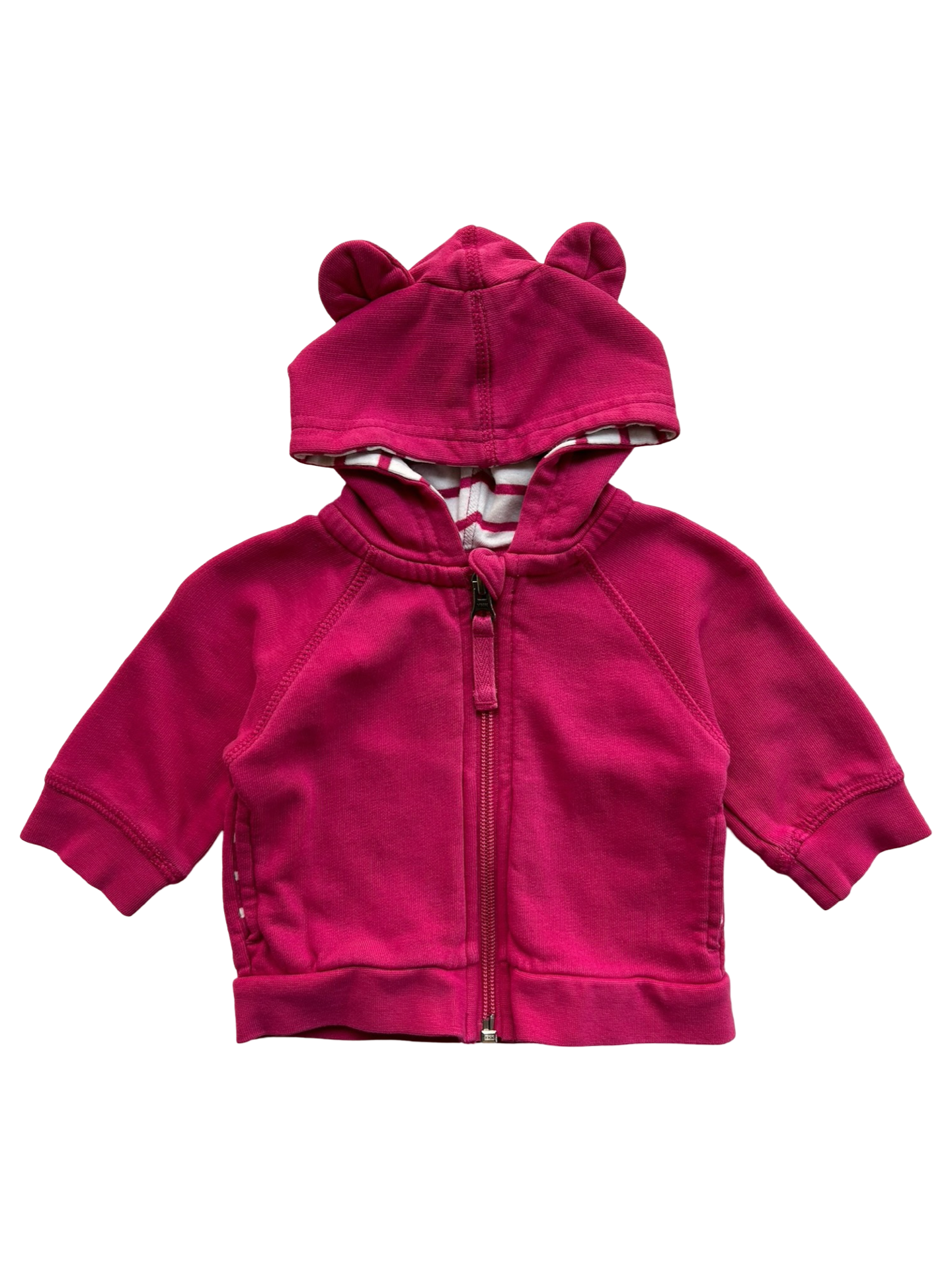 0-3M Baby Girl Hanna Andersson Pink Hooded Zip Up Bear Ear Jacket