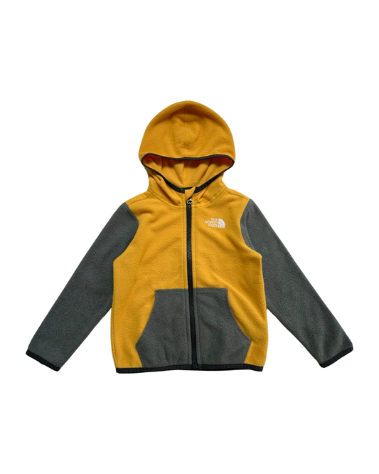 18-24M Baby Boy The North Face Glacier Yellow / Gray Fleece Zip Up Hoodie Jacket