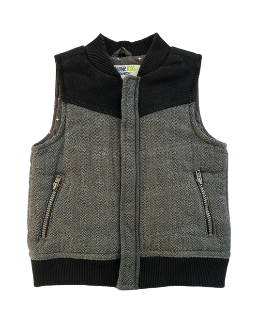 18M Baby Boy Gray / Black Houndstooth Genuine Kids Zippered Vest