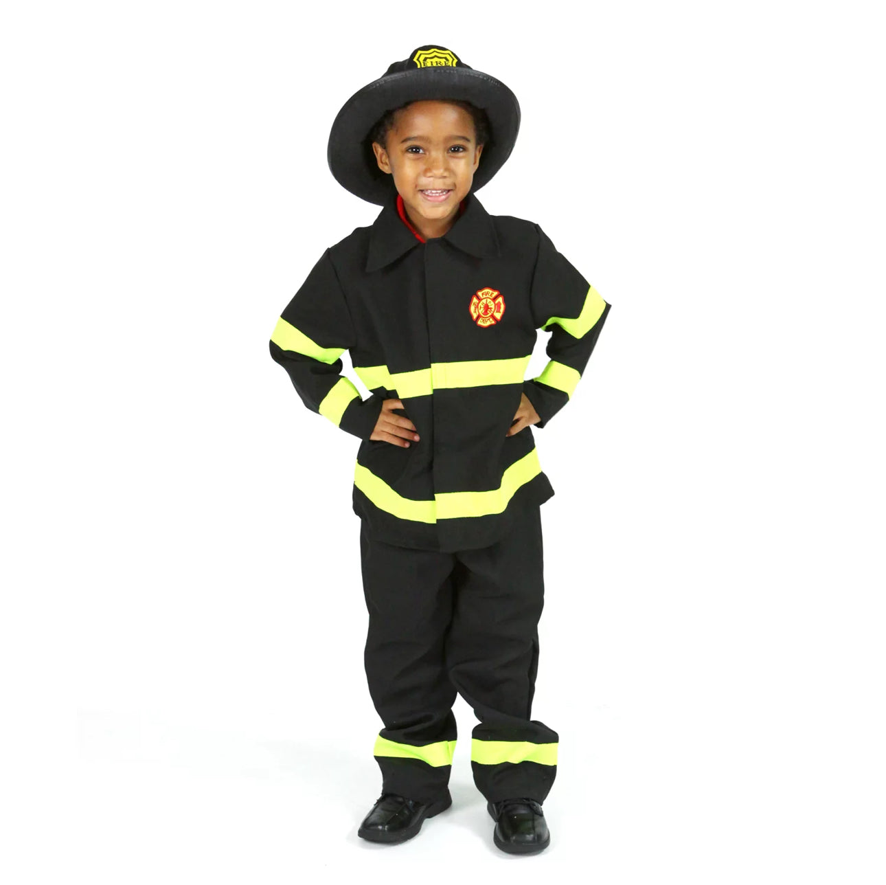 Black Firefighter kid costume Size Small 4-6x Toddler Girl / Toddler Boy, 4T, 5T 6c