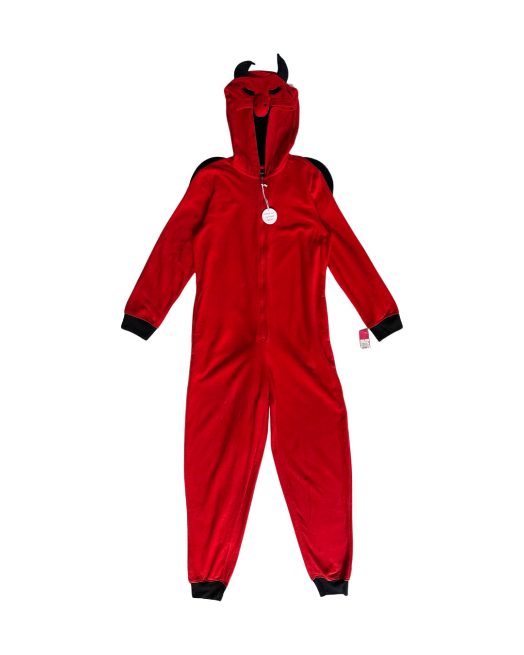 Adult Women Size Small Xhilaration Red Devil Fleece Onesie Sleepwear Costume