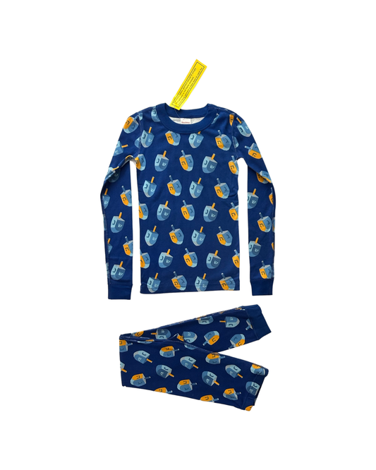 Boys / Girls Size 10Y Youth Hanna Andersson Blue Hanukah Dreidel PJs