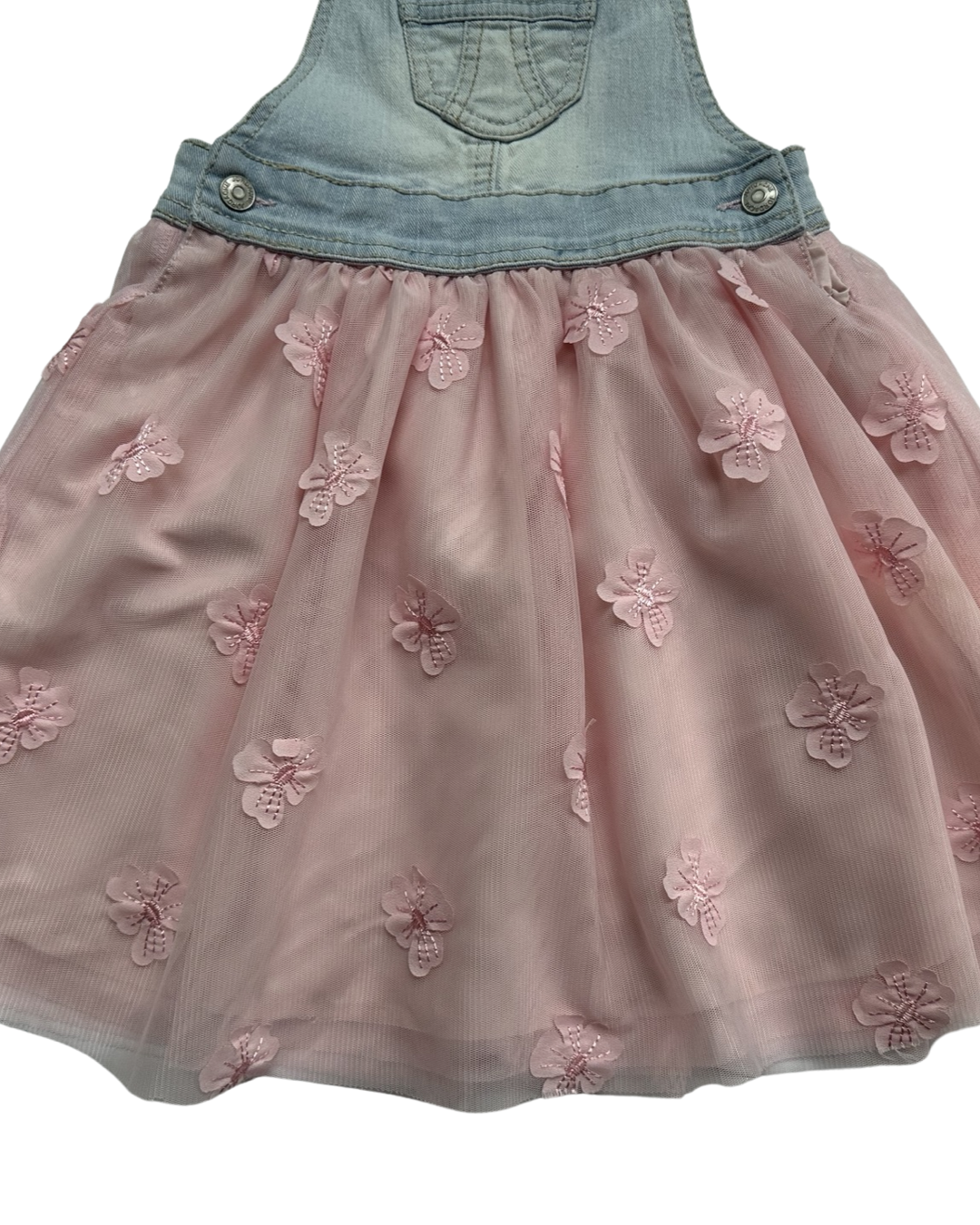 4T / 5T XS Toddler Girl Jordache Blue Jean Overall Pink Floral Tutu Dress