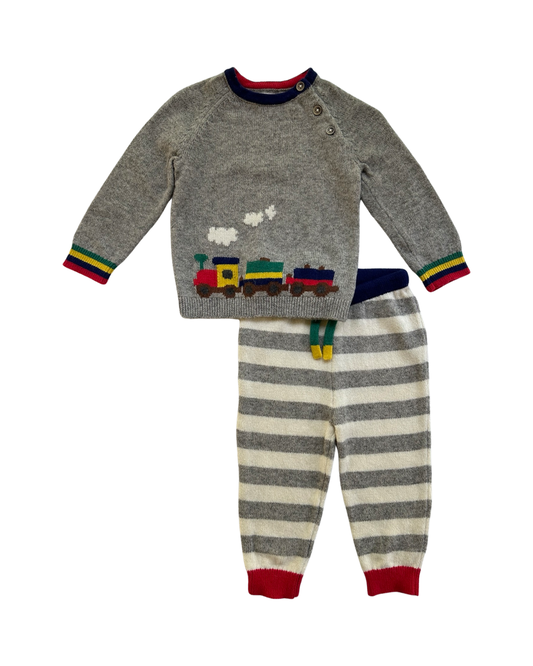 6-12M Baby Boy Baby Boden Train Sweater Set