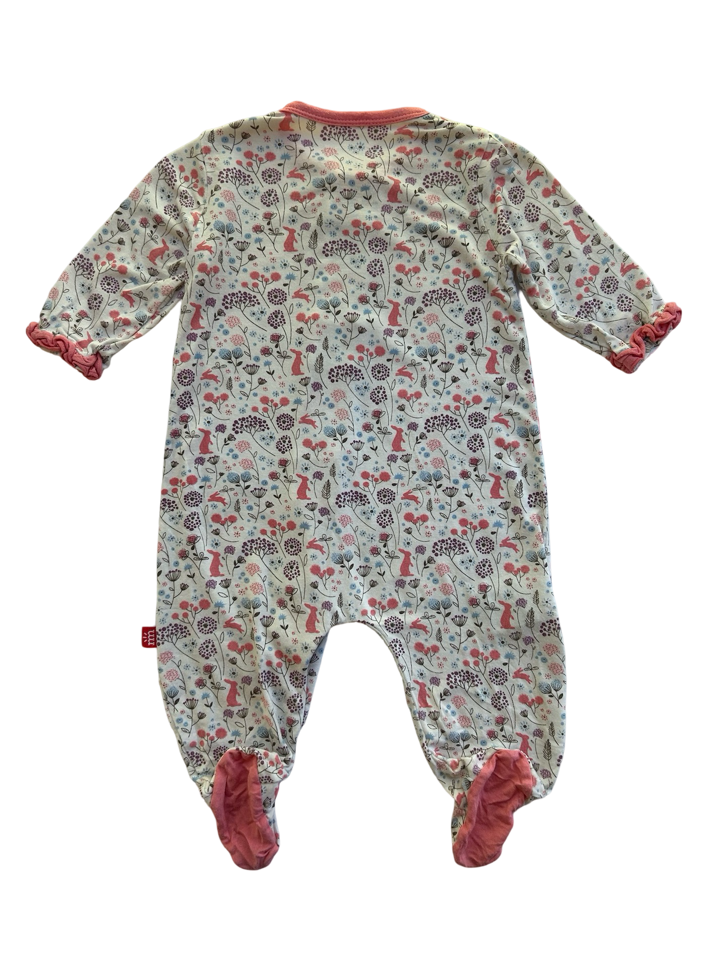 0-3M Baby Girl Magnetic Me Footed Pink Bunny Sleeper PJs