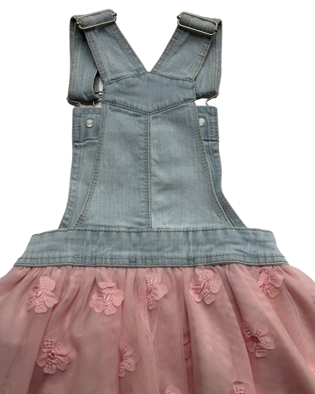 4T / 5T XS Toddler Girl Jordache Blue Jean Overall Pink Floral Tutu Dress