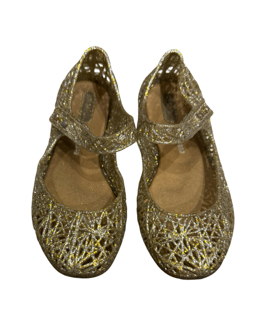 11C Toddler Girl Mini Melissa Campana Girls Shoes Zig Zag Gold Glitter