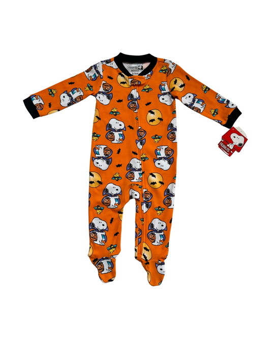 6-9M Baby Boy / Girl Orange Peanuts Vampire Snoopy One piece Halloween Sleeper PJs NWT