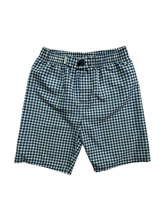 10Y Youth Boys Rugged Butts Navy Checked Swim Trunks