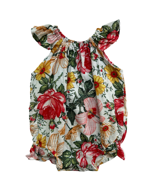 12M Baby Girl Boutique Flutter Sleeve Floral Bubble