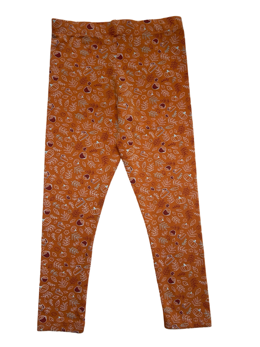 6x Girls Rae Dunn Orange Thanksgiving Leggings Pumpkins Pie Spiced Lattes