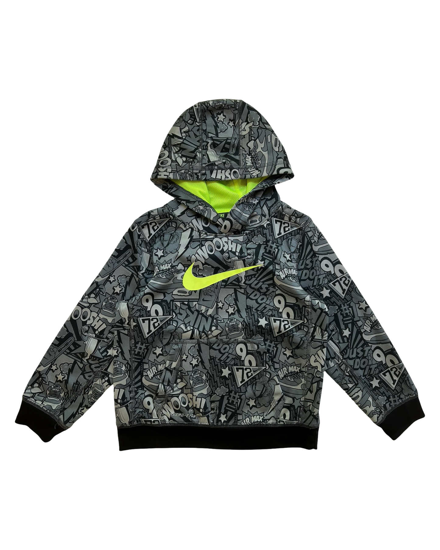 7Y Youth Boys Nike Dri-Fit Therma Fit Graffiti Gray Hoodie Sweatshirt