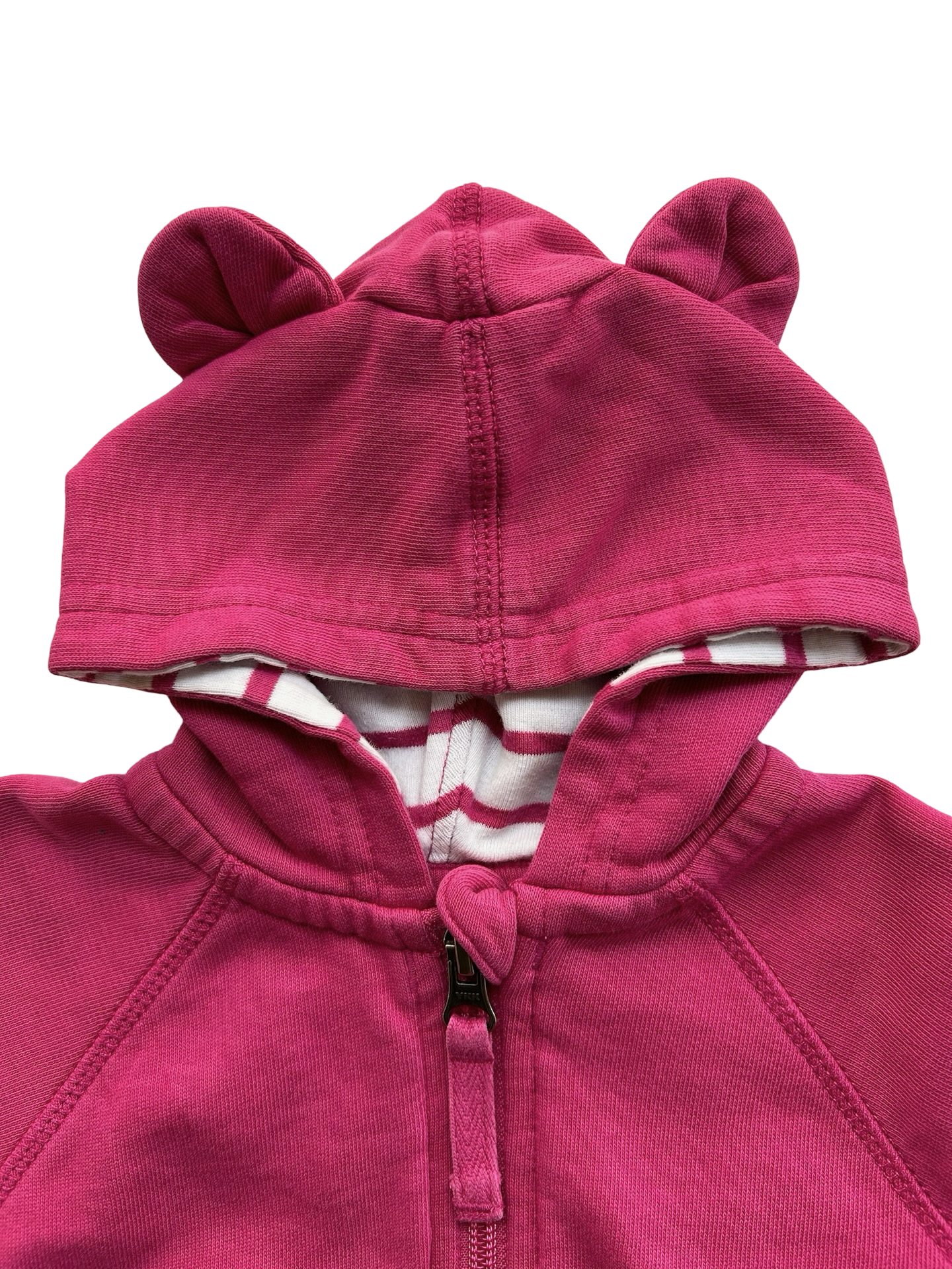 0-3M Baby Girl Hanna Andersson Pink Hooded Zip Up Bear Ear Jacket