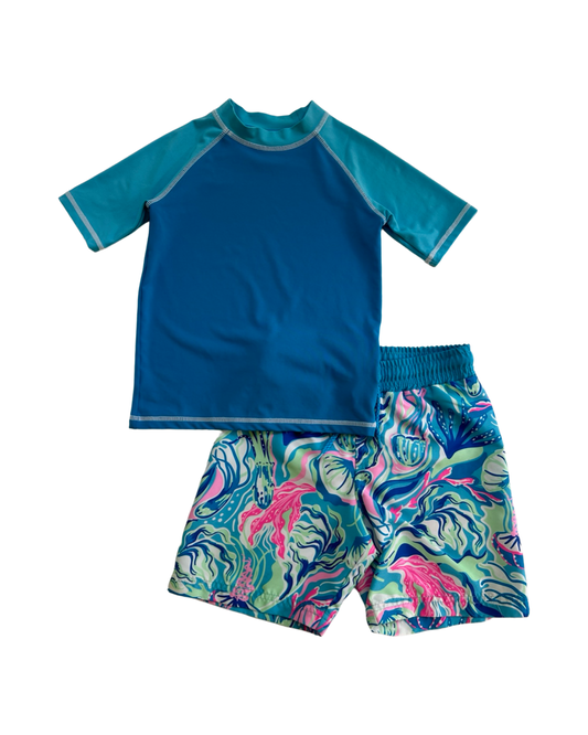 6Y Toddler Boy Tommy Bahama Rash Guard / Swim Shorts Trunks Set