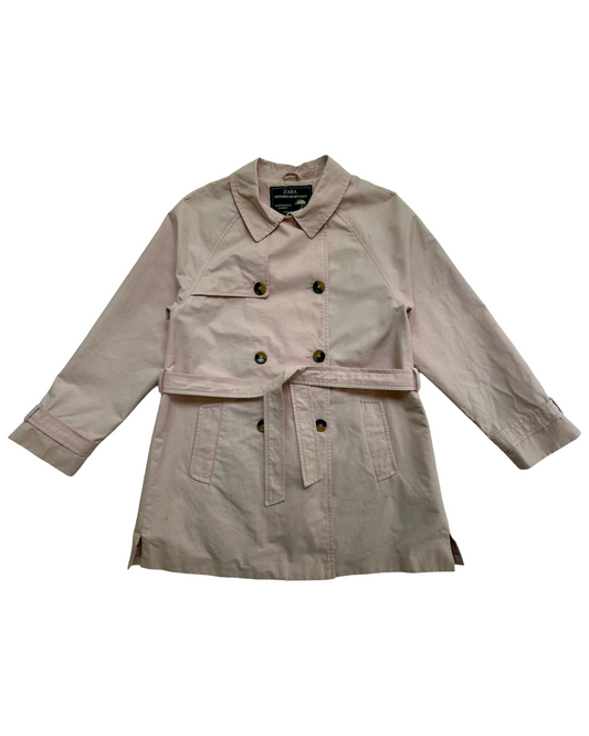 9/10 Youth Girls Zara Pink Belted Water Resistant Classic Trench Coat