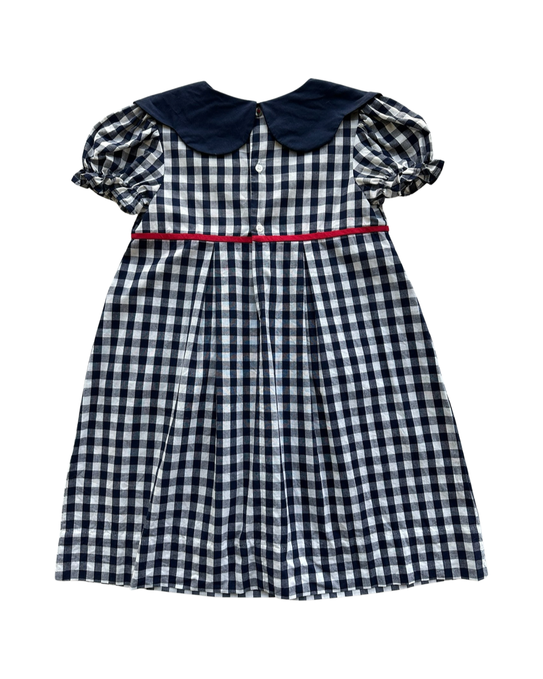 5T Toddler Girl The Proper Peony Navy Gingham Petal Collar Dress