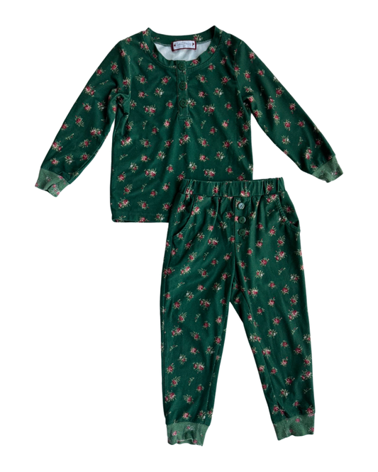 3T Toddler Girl Green Floral Sweet Honey Lounge PJs