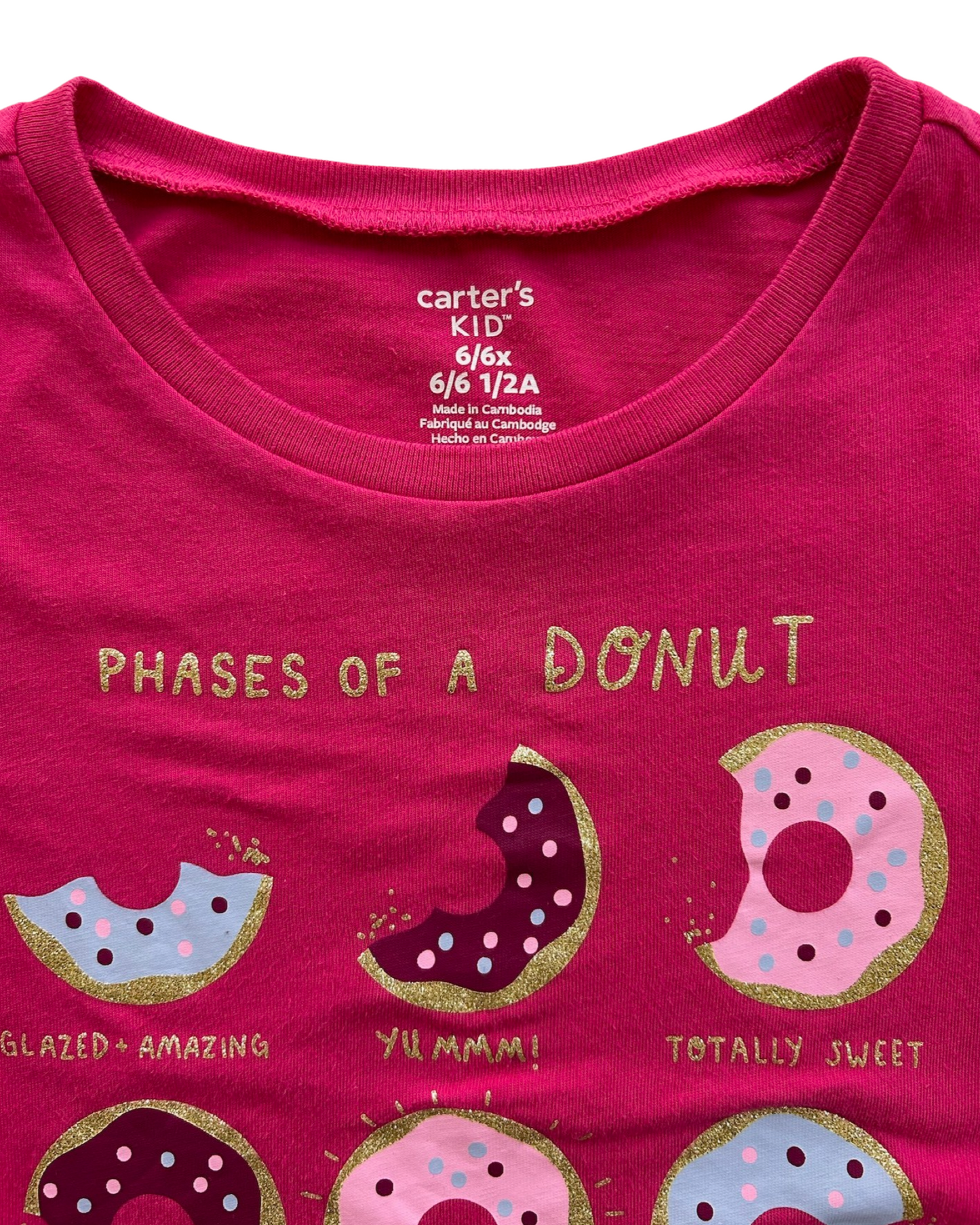 6x Girls Carters Pink Phases of a Donut Long Sleeve Top