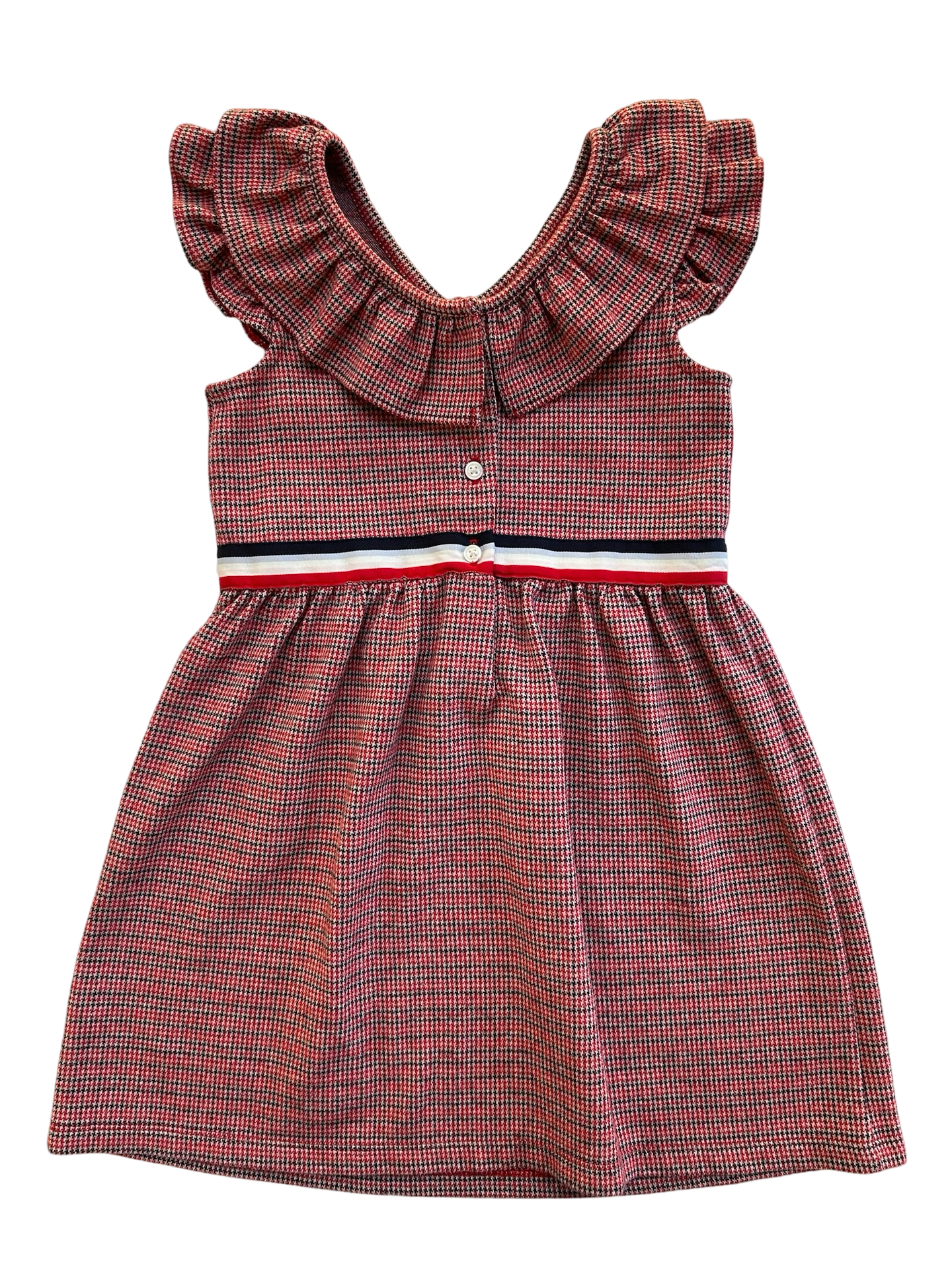 5T Toddler Girl Janie and Jack True Red Houndstooth Jacquard Girls Ruffle Top Dress