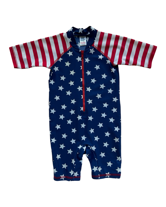 6-12M Baby Boy Baby Boden American Stars & Stripes Rash Guard Swim Suit