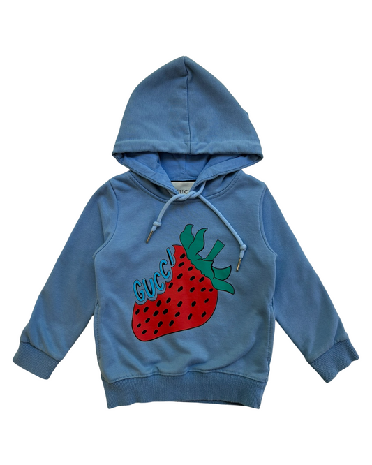 2T / 3T Toddler Boy / Girl Blue Faux Gucci Strawberry Hoodie