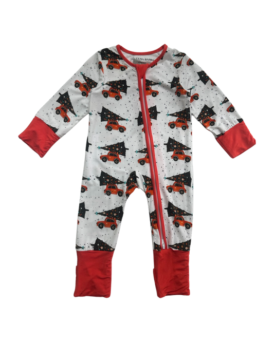 6-9M Baby Boy Luna Babies Bamboo Christmas Zippered Sleeper PJs