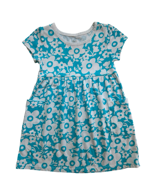 3T Toddler Girl Blue & White Floral Dress