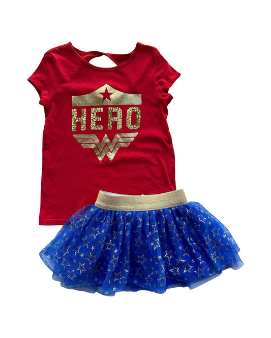 4T Toddler Girl Gap DC Wonder Woman Tulle Skirt and Hero Shirt