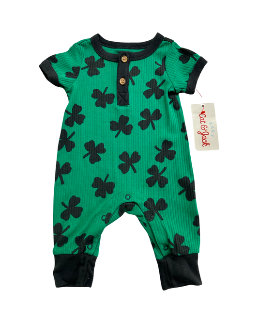 Newborn Baby Boy / Girl Cat & Jack St. Patrick's Day 3 Leaf Clover Romper