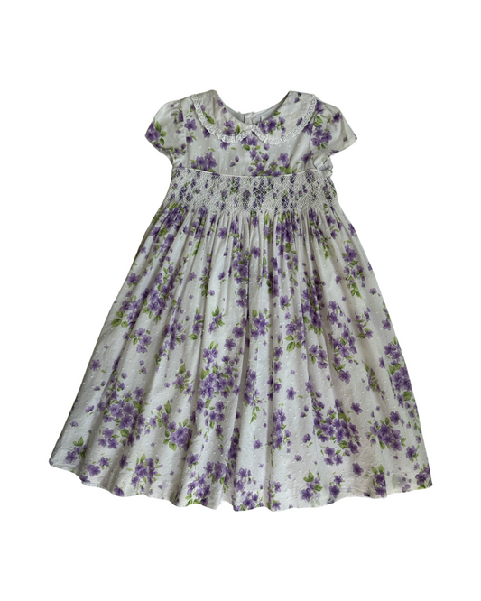 6/6x Toddler Girl Rare Editions Purple Floral Smocked Dress