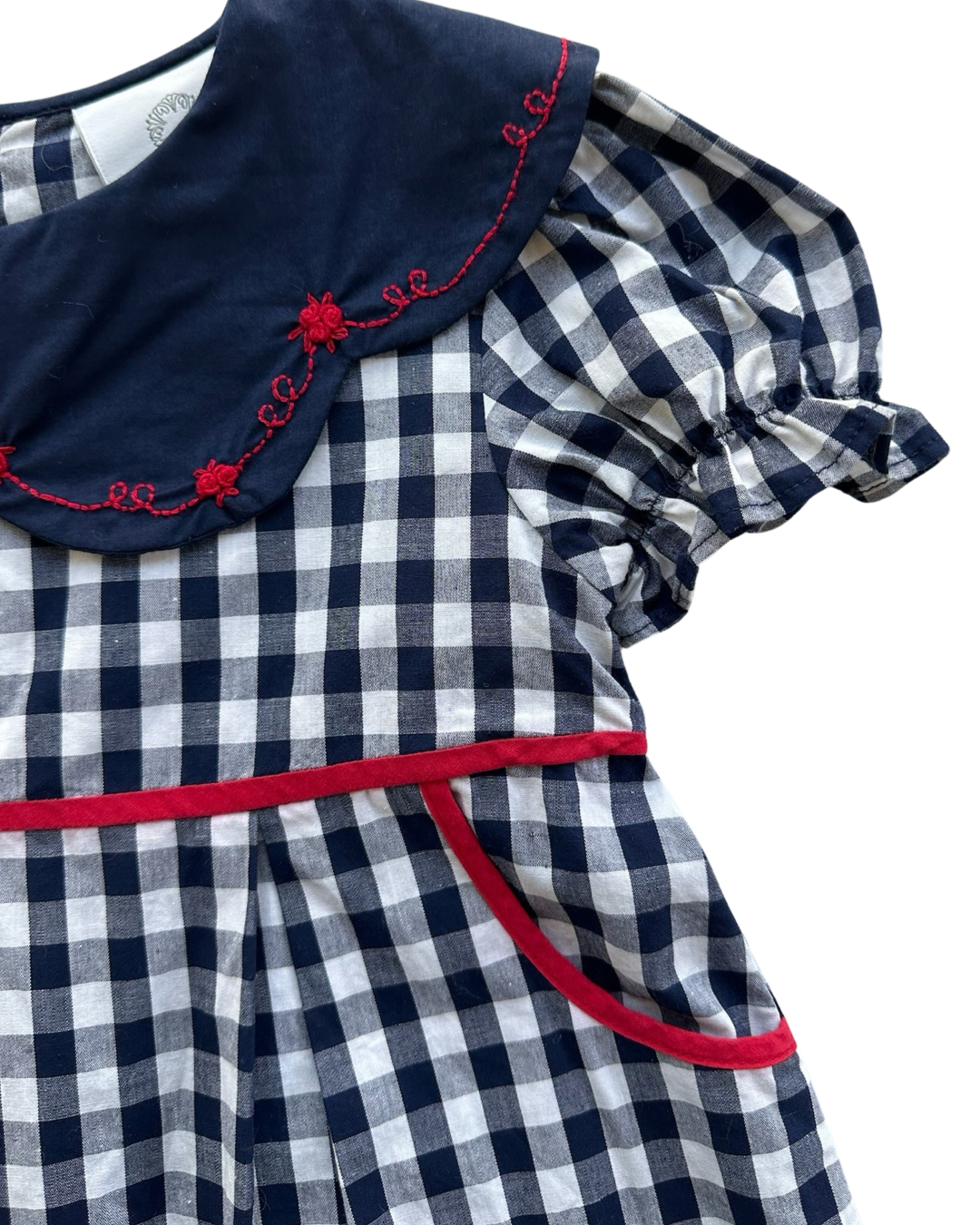 5T Toddler Girl The Proper Peony Navy Gingham Petal Collar Dress