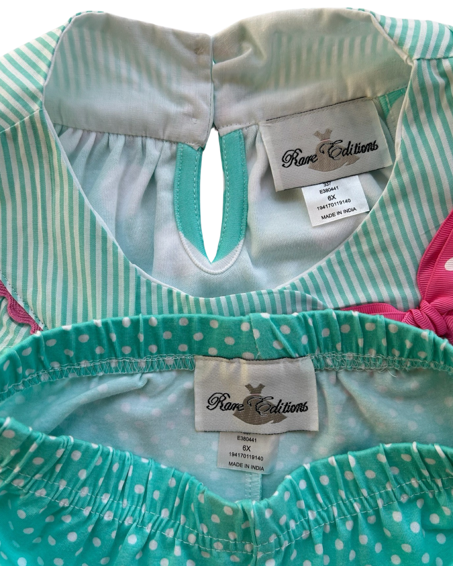 6x Girls Rare Editions 2pc Aqua and Pink Top and Legging Set