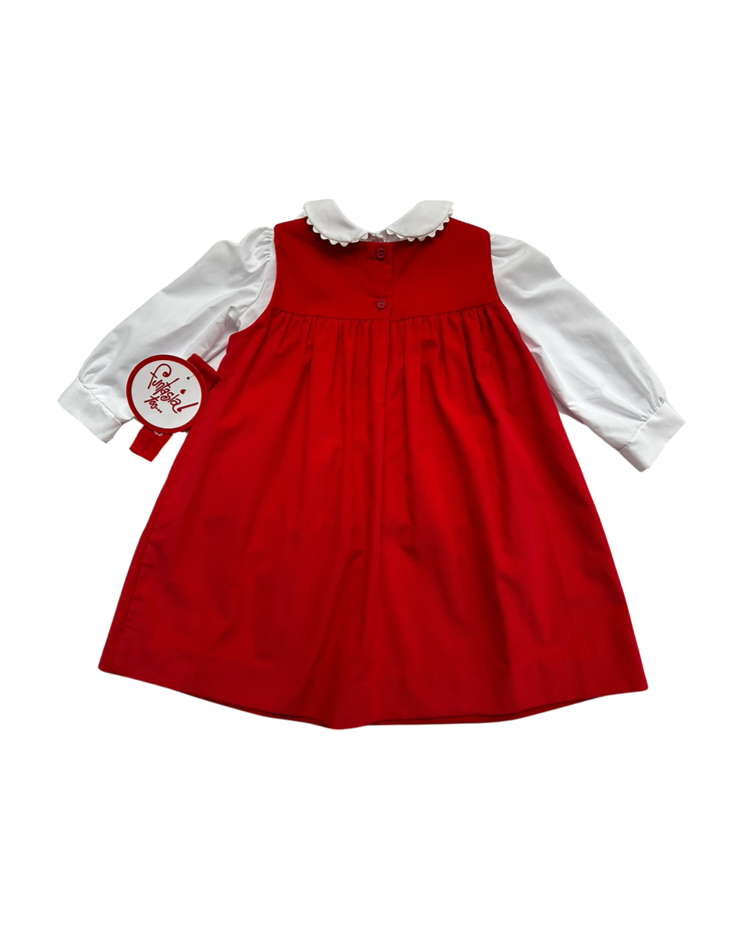 2T Toddler Girl Funtasia Too! Red Corduroy Tab Dress Santa & Valentines Hearts