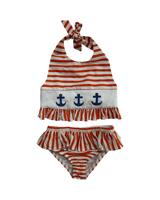 3T Toddler / 4T Toddler Girl Kellys kids Embroidered Anchor Halter Swim Suit