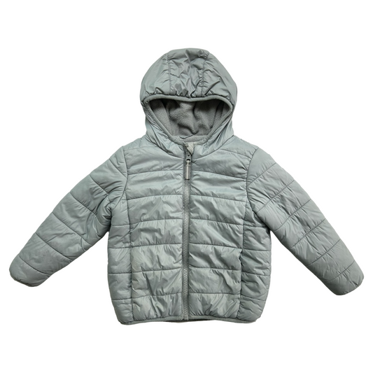 3T Toddler Boy Cat & Jack Toddler Gray Puffer Jacket With Hoodie Full Zip