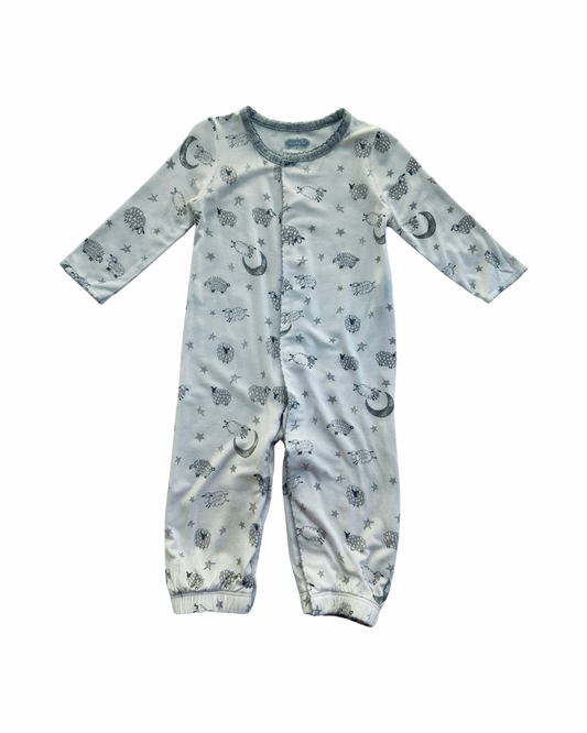 0-3M Baby Boy / Girl Mud Pie White and Gray Bamboo Sheep Convertible Sleeper Gown