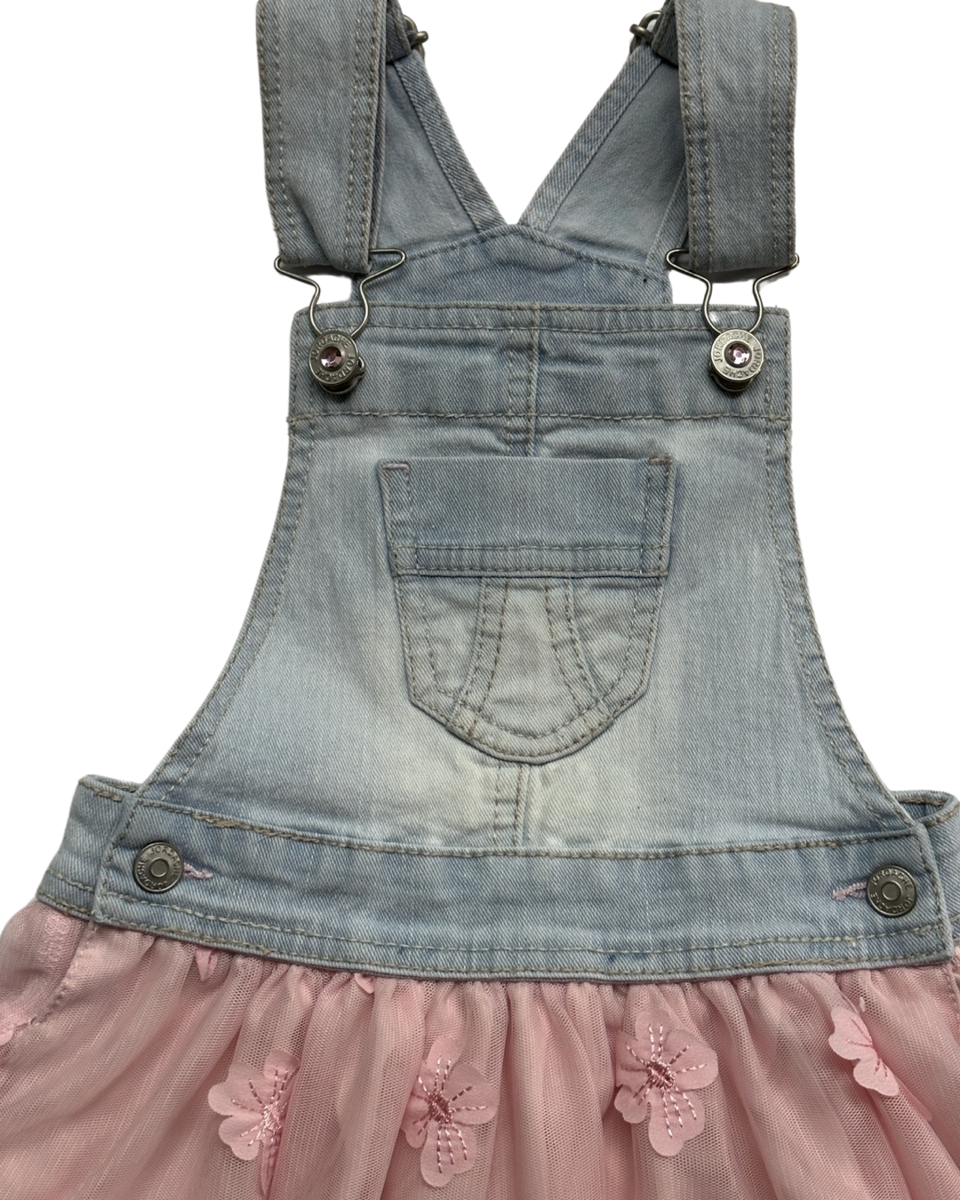 4T / 5T XS Toddler Girl Jordache Blue Jean Overall Pink Floral Tutu Dress