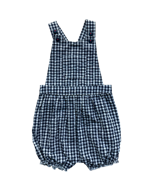 12M Baby Girl Navy Blue Gingham Carters Ruffleback Bubble Romper