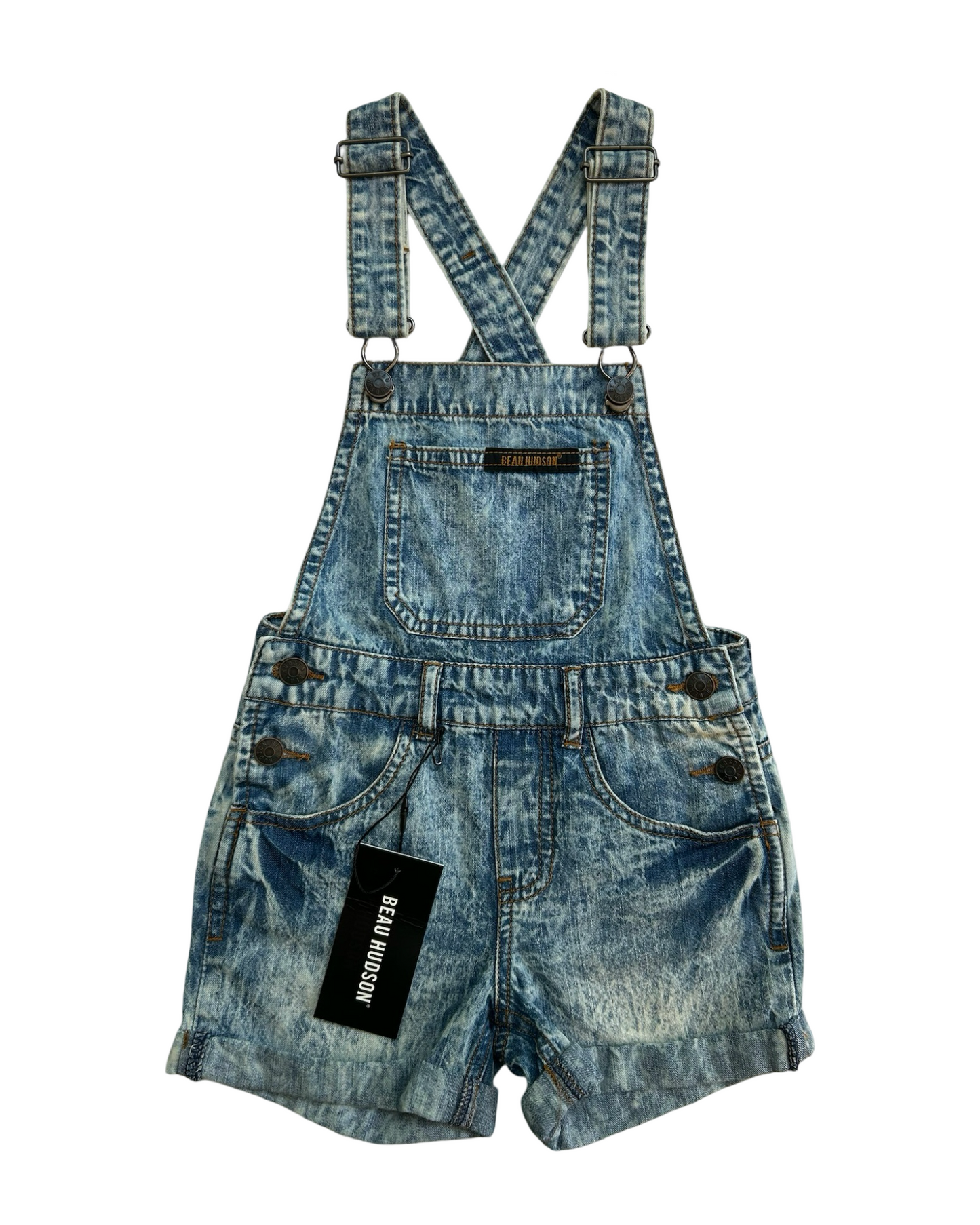 3T Toddler Boy / Girl Beau Hudson Denim Blue Jean Acid Wash Overalls