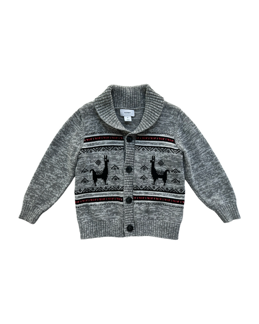 3T Toddler Boy Gray Old Navy Fair Isle Cardigan Sweater