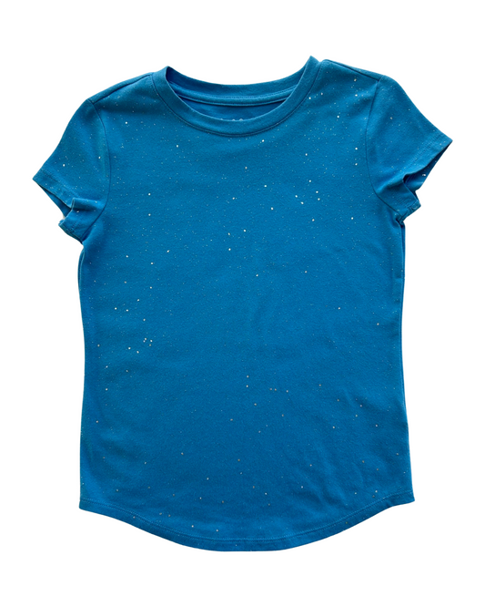 6x Girls Cat & Jack Blue Glitter Short Sleeve Top T-shirt