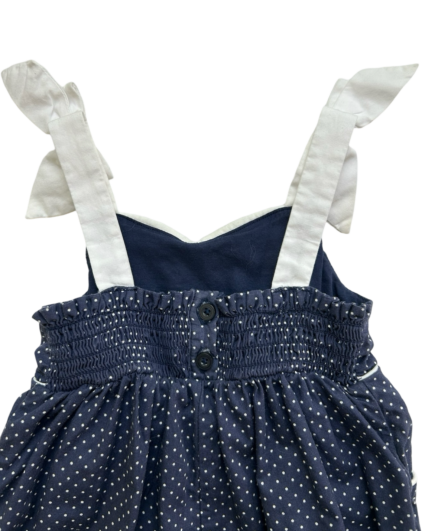 3-6M Baby Girl Janie & Jack Navy Polka Dot Layette Bubble Romper