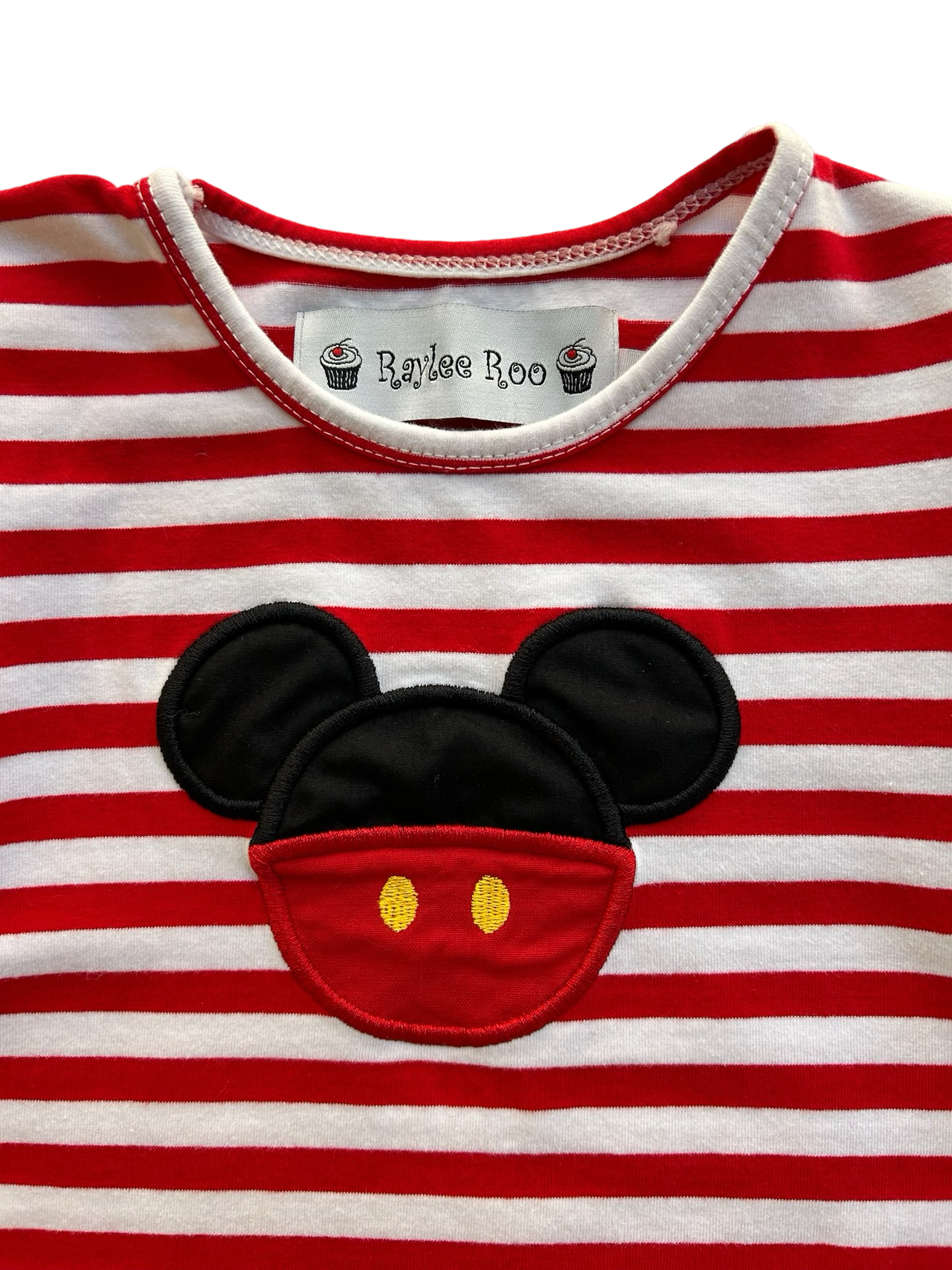 4T Toddler Boy Rylee Roo Boutique Boys Red Striped Mickey Mouse Appliqué T-Shirt Top