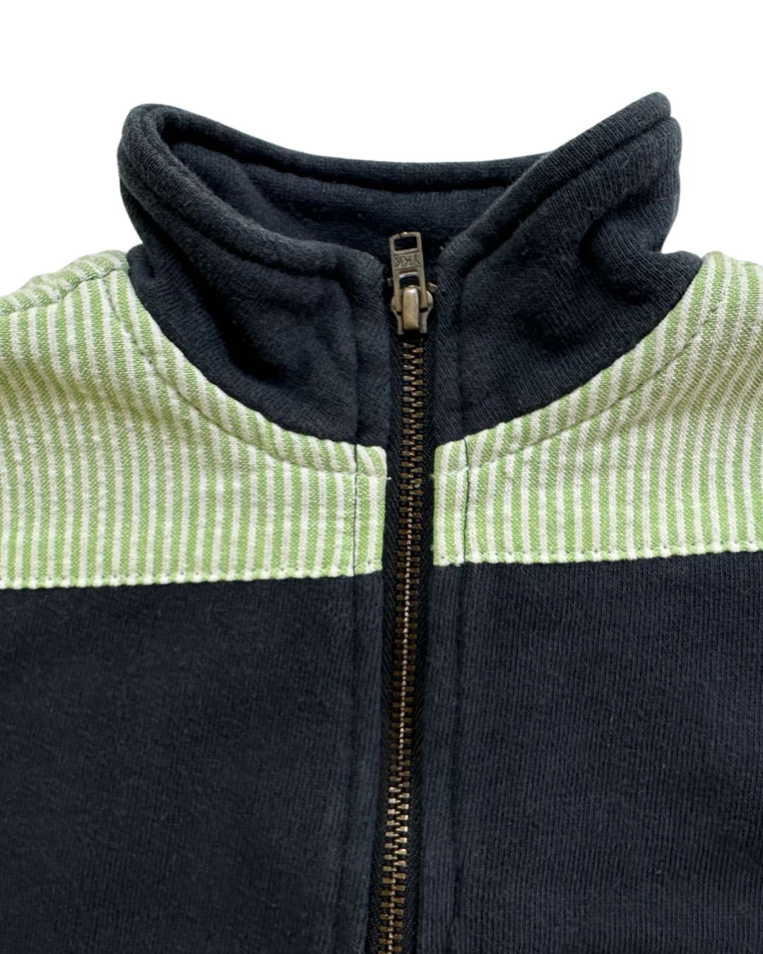 2T Toddler Boy DBA Blanks Navy Preppy 1/4 Zip Pullover with Green Seersucker Details