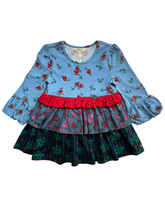 5T Toddler Girl Matilda Jane Choose Your Own Path Feeling Festive Blue Floral Rose Tunic Top