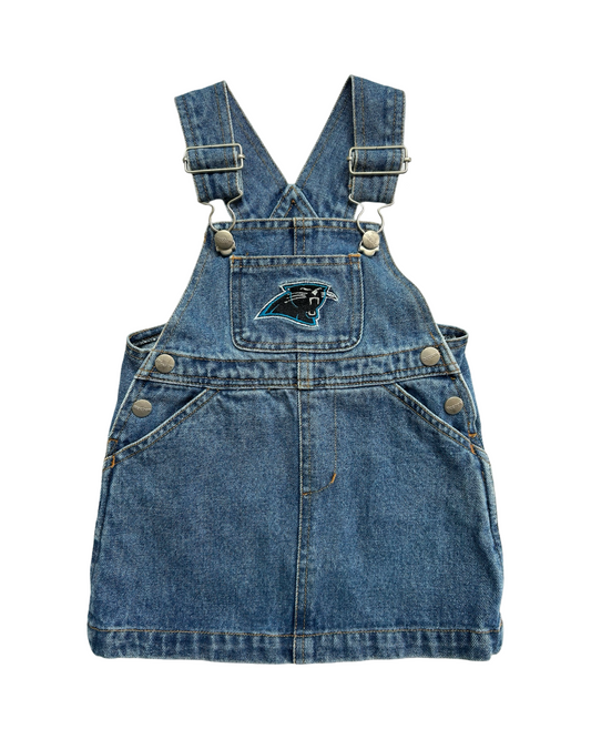 12M Baby Girl Vintage NFL Reebok Carolina Panthers Denim Overalls