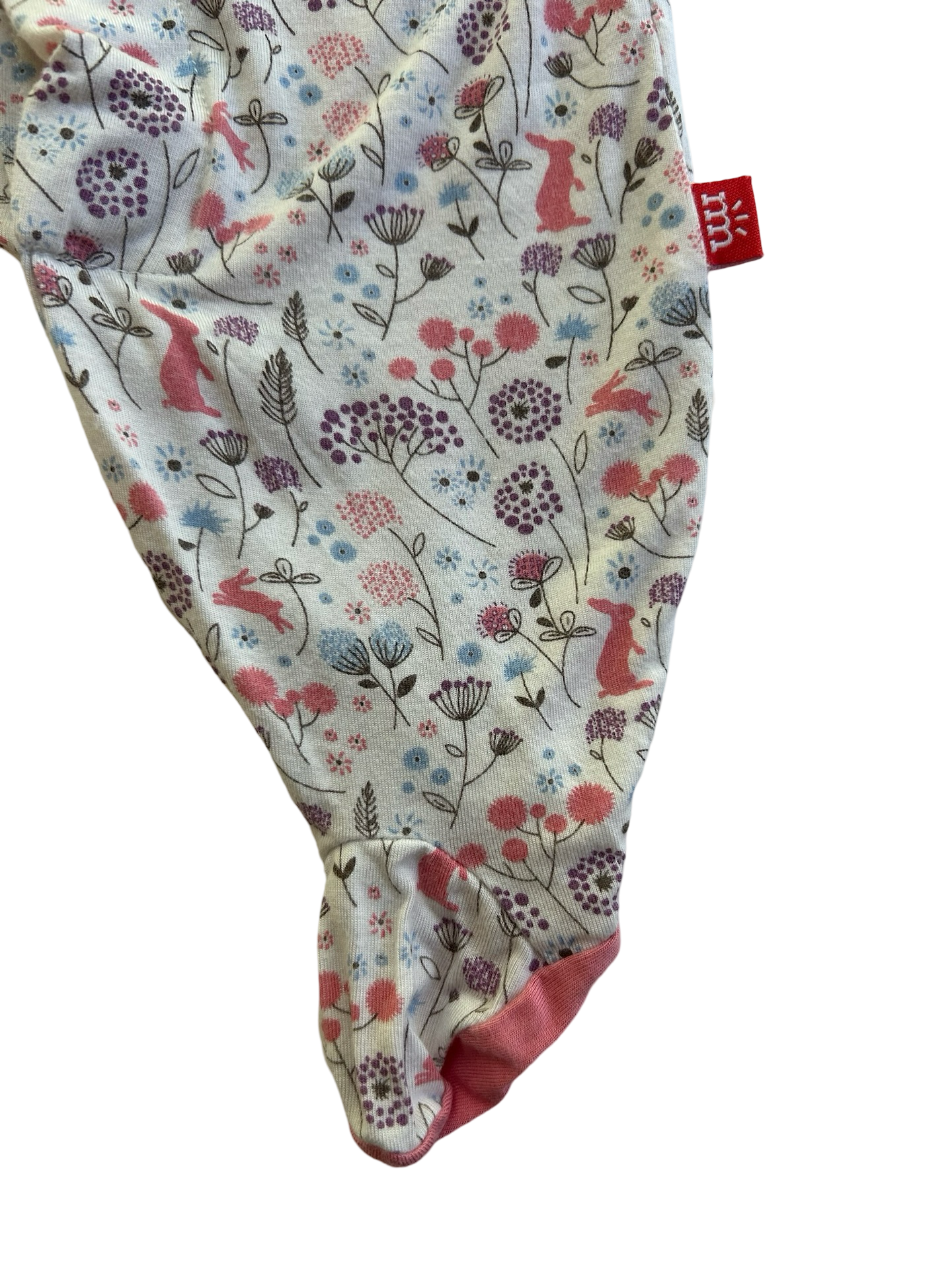 0-3M Baby Girl Magnetic Me Footed Pink Bunny Sleeper PJs